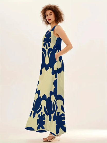 Isabella - maxi-jurk met v-hals en grafische print