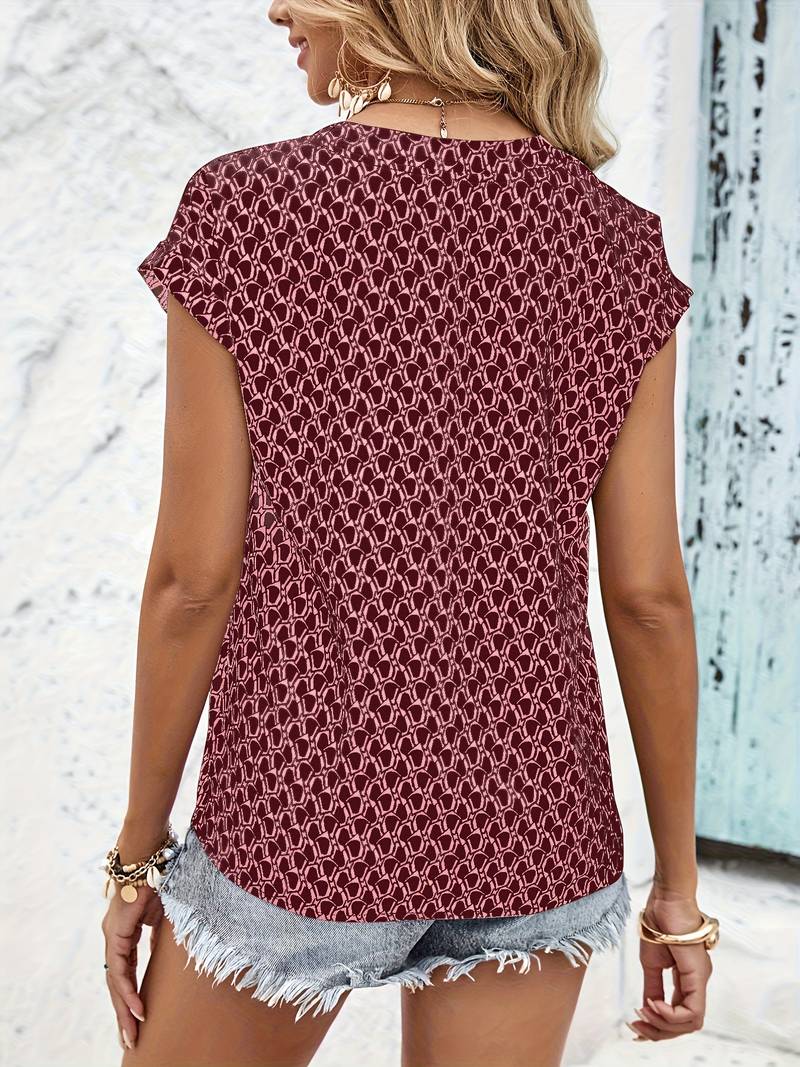 Persephone - geometrisch t-shirt met korte mouwen en v-hals