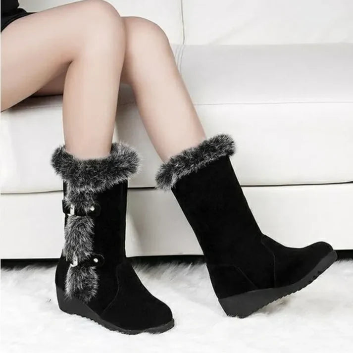 Halflange winterschoenen voor dames met warme bontvoering