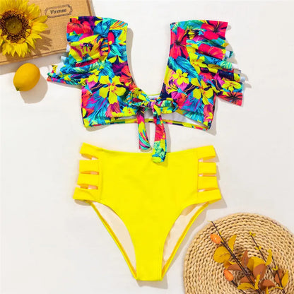 Mia bikiniset met bloemenruches