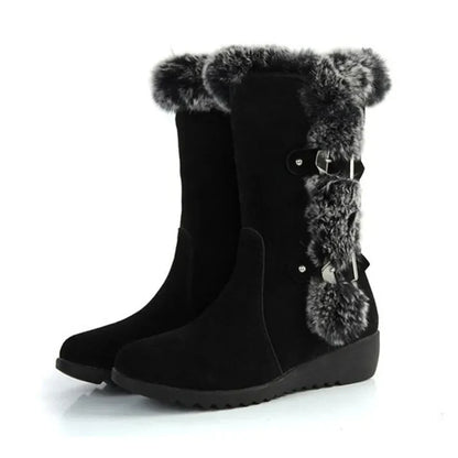 Halflange winterschoenen voor dames met warme bontvoering