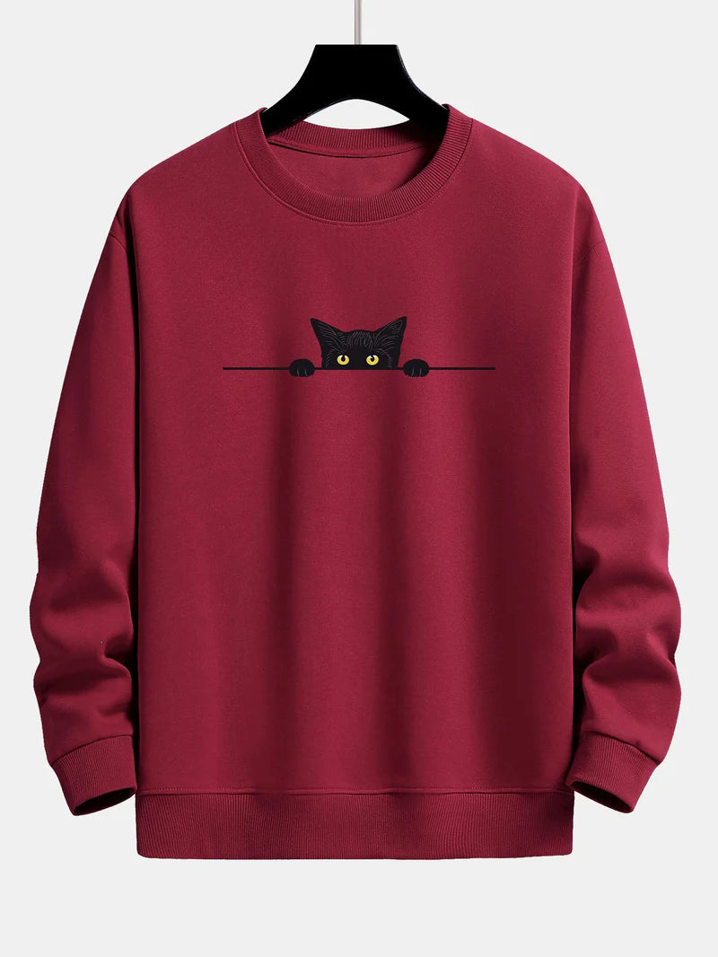 Noach | relax fit sweatshirt met zwarte kattenprint