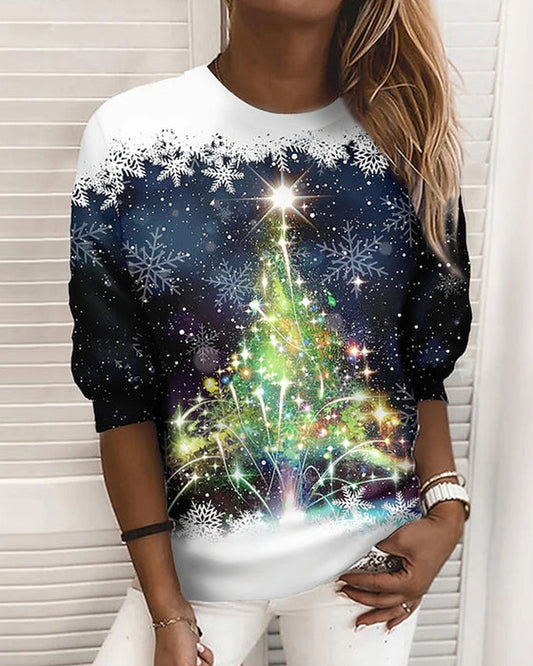 Sweatshirt -met ronde hals en kerstprint