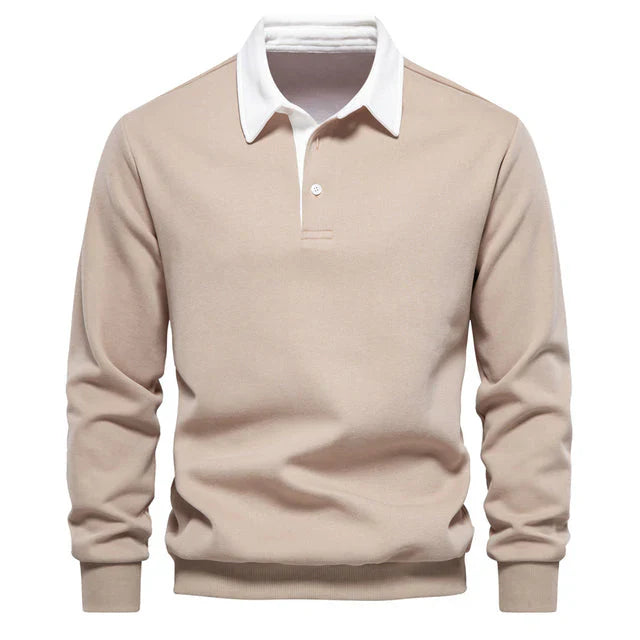 Elegant herenpoloshirt met lange mouwen en klassieke kraag