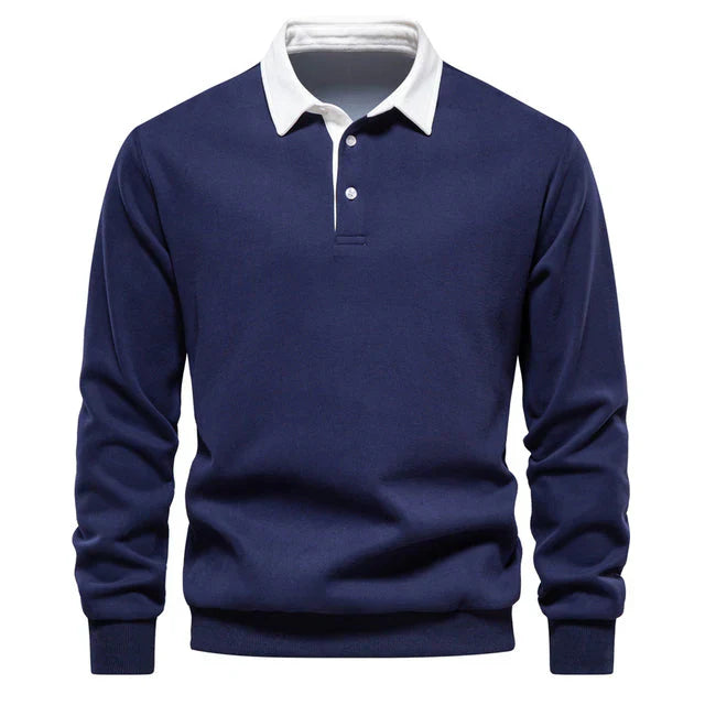 Elegant herenpoloshirt met lange mouwen en klassieke kraag