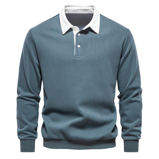 Elegant herenpoloshirt met lange mouwen en klassieke kraag