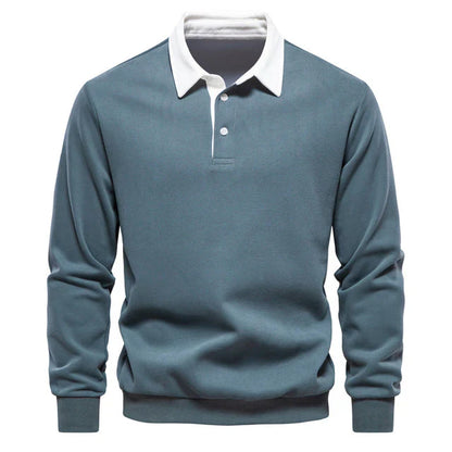 Elegant herenpoloshirt met lange mouwen en klassieke kraag