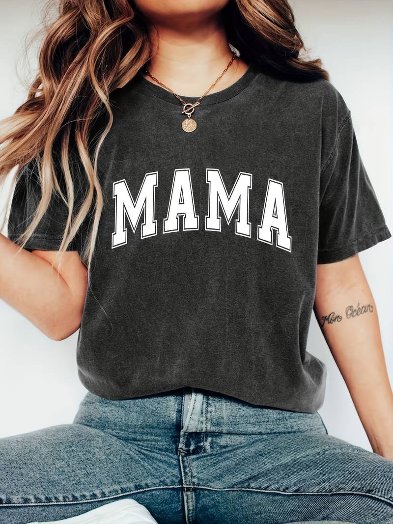 Mom T-shirt met Grace-letterprint en ronde hals