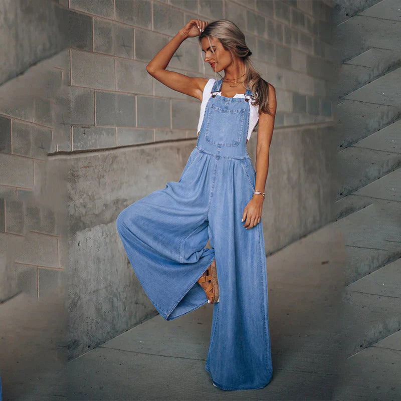 Keti - mouwloze trendy denim jumpsuit voor dames