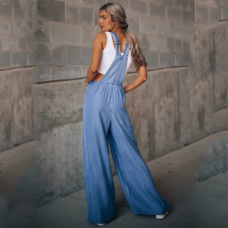 Keti - mouwloze trendy denim jumpsuit voor dames