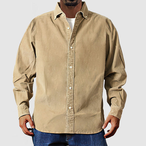 Vox | klassiek beige corduroy overhemd