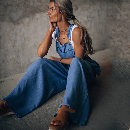 Keti - mouwloze trendy denim jumpsuit voor dames