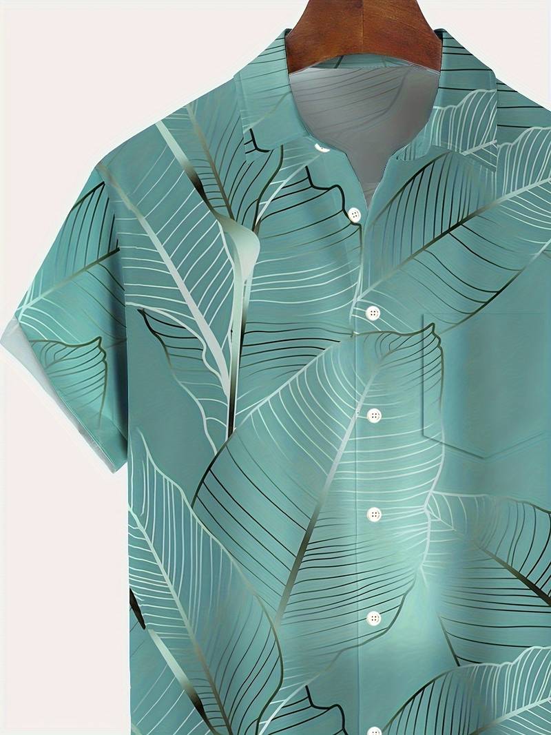 Aiden - plus size Hawaiiaans overhemd met tropische bladprint