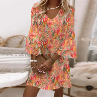 Grace - boho jurk met ruches en bloemenprint