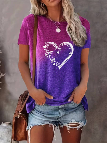 Ava – t-shirt met vlinderhartprint en ronde hals