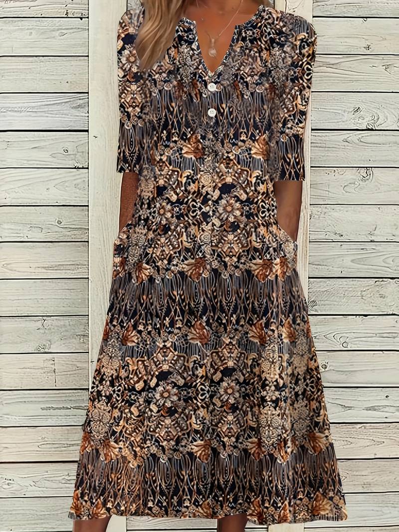 Abigail - midi-jurk met bloemenprint en 3/4 mouwen