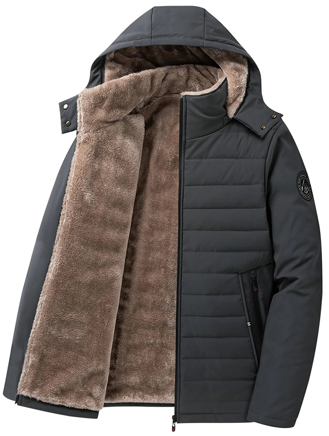 Heren fleecejack met capuchon  warm, winddicht en ideaal voor herfst en winter