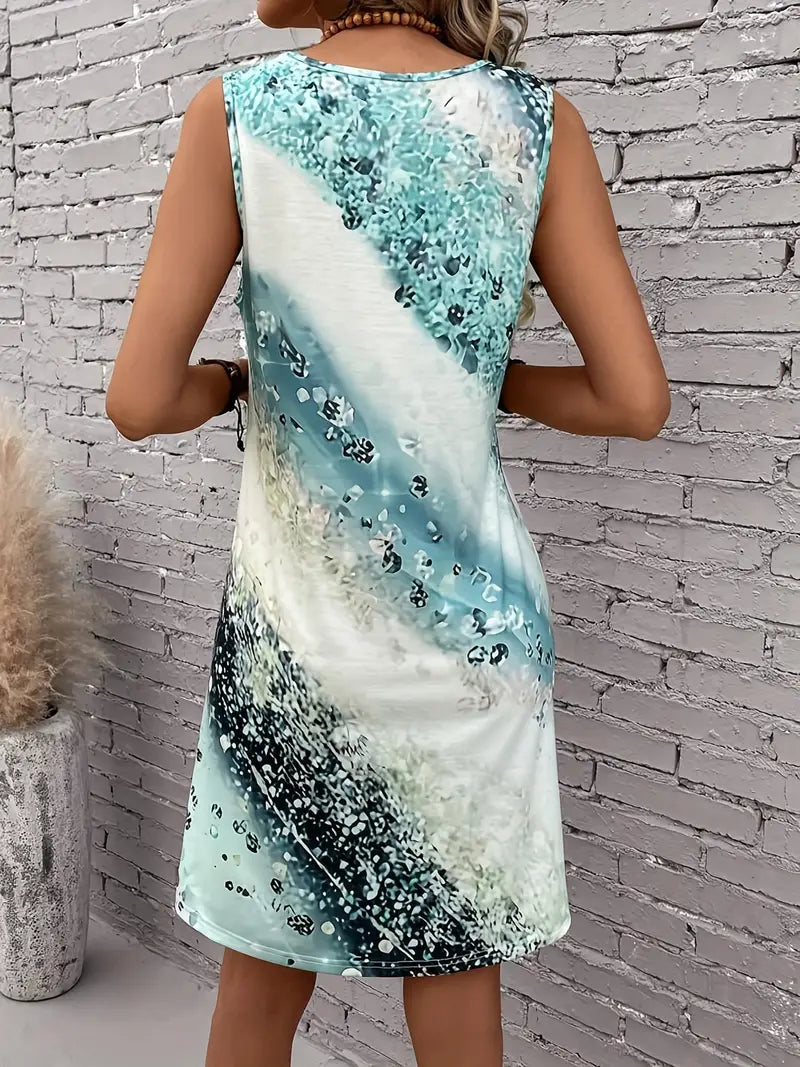 Faye - jurk met ronde hals en abstracte print