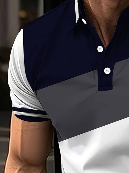 Liam – golfshirt met contrasterende kleurenprint