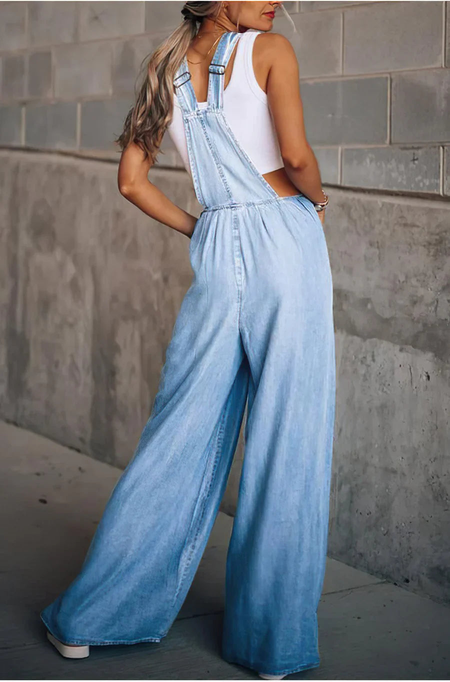 Keti - mouwloze trendy denim jumpsuit voor dames