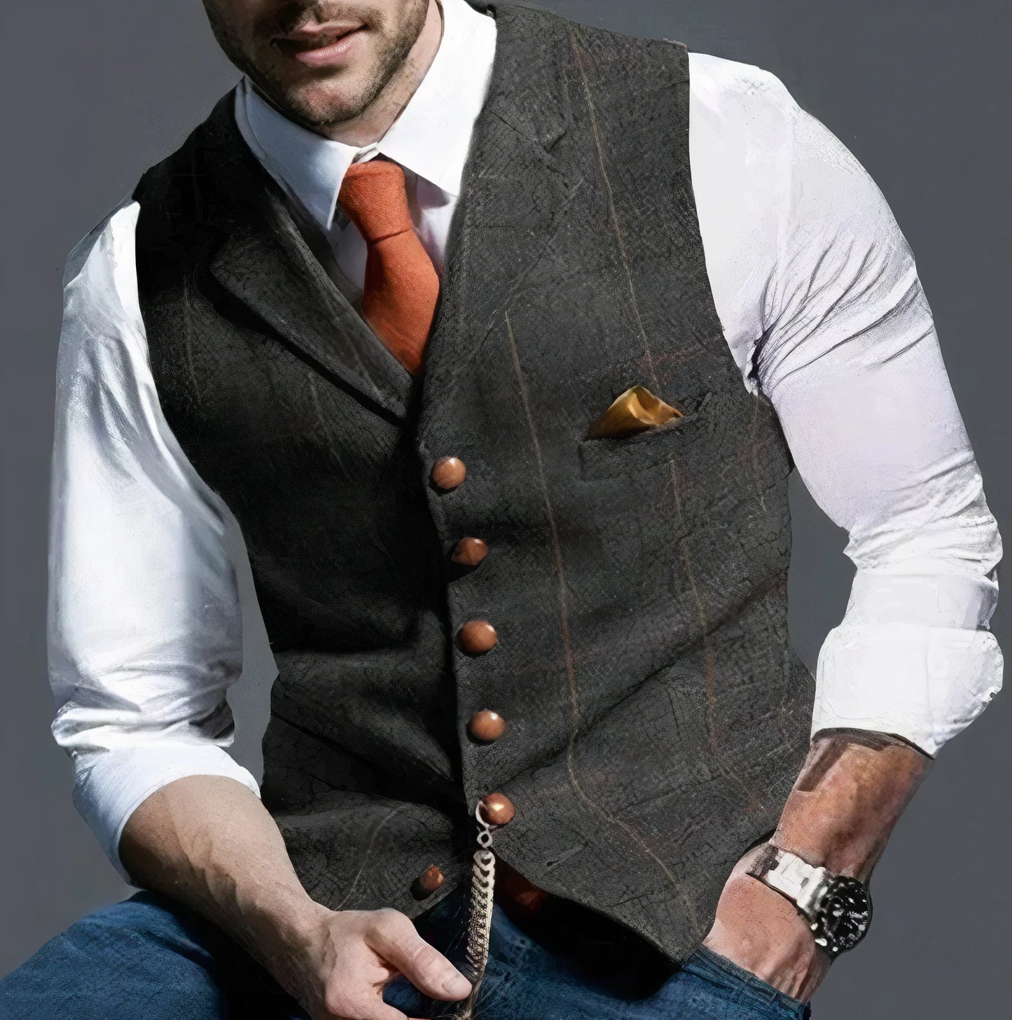 Elegant licht geruit gilet - Alexander