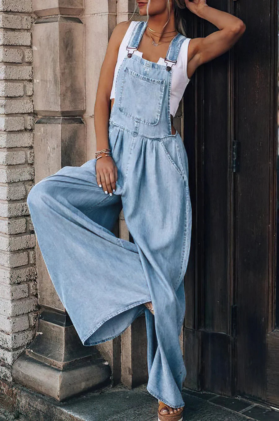 Keti - mouwloze trendy denim jumpsuit voor dames