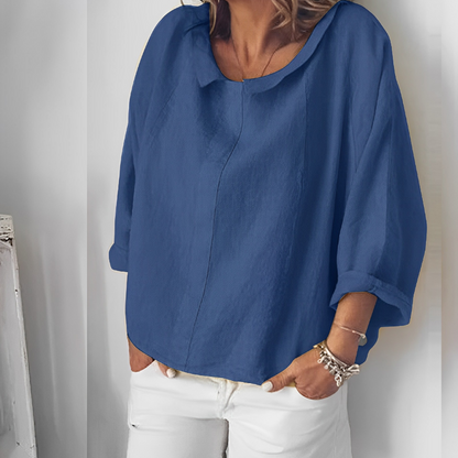 Linnen blouse met losse kraag - isolde