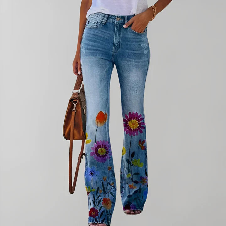 Bethanie - rechte jeans met bloemenprint