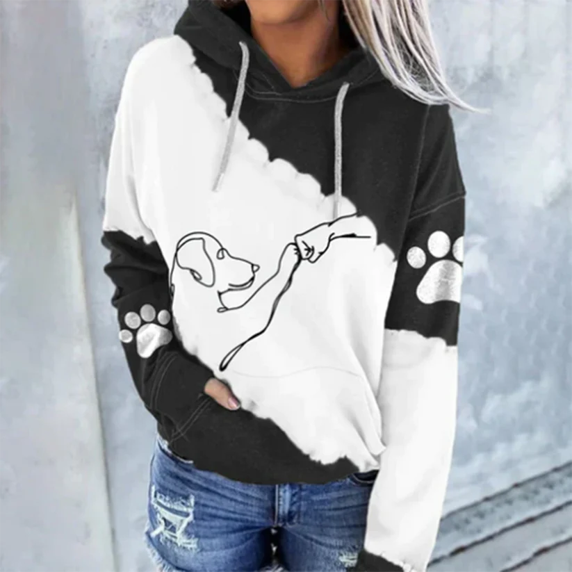 Rosamund - trendy hoodie met hondenprint