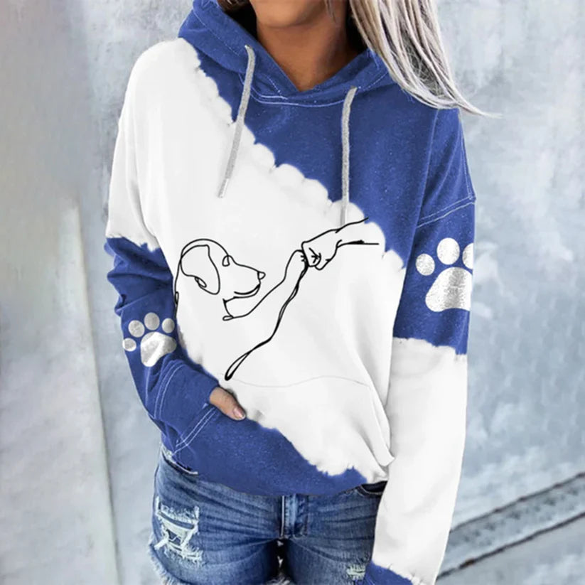 Rosamund - trendy hoodie met hondenprint