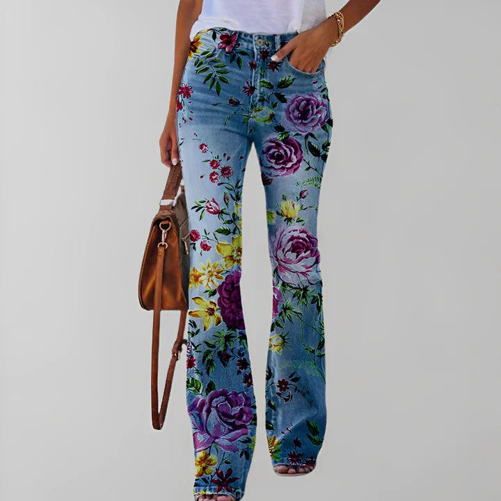 Bethanie - rechte jeans met bloemenprint