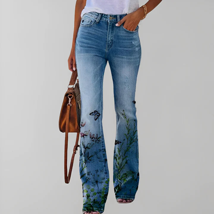 Bethanie - rechte jeans met bloemenprint