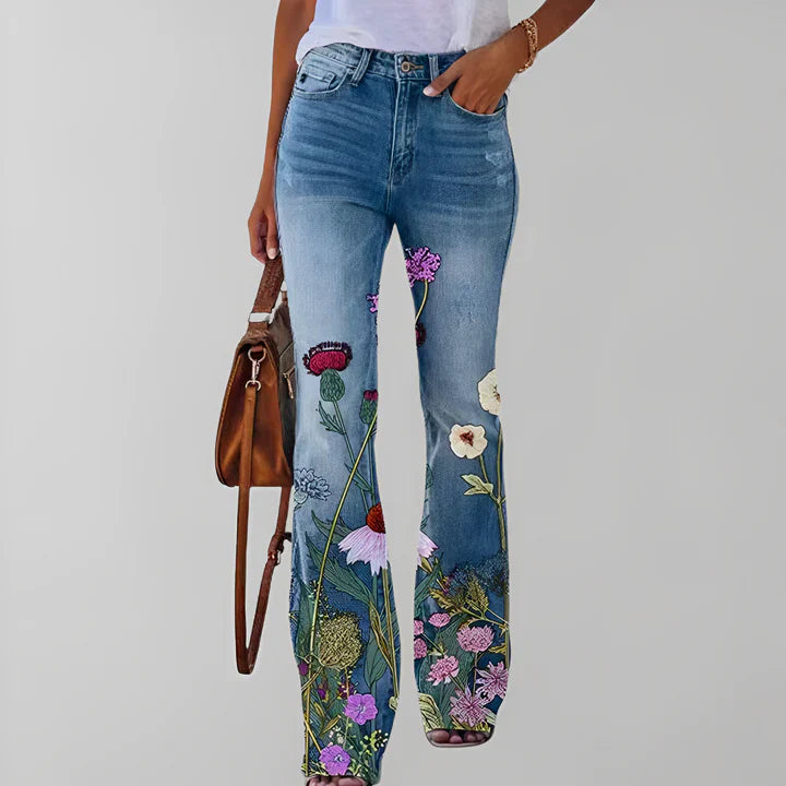 Bethanie - rechte jeans met bloemenprint