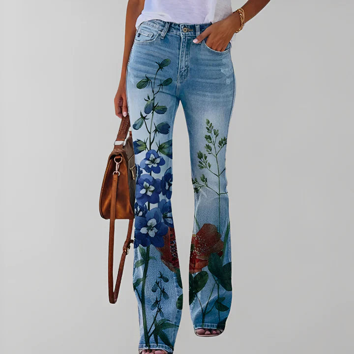 Bethanie - rechte jeans met bloemenprint