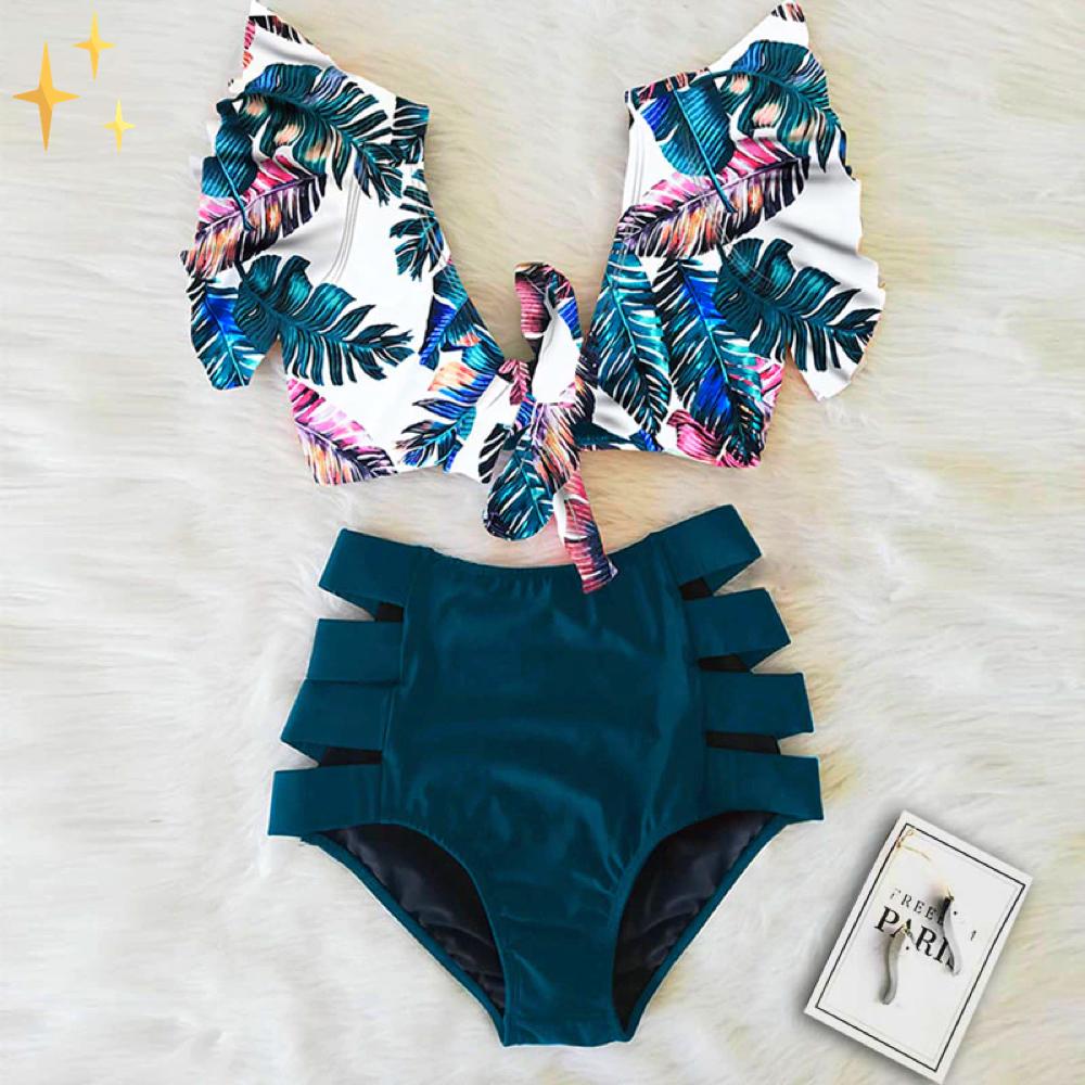 Mia bikiniset met bloemenruches