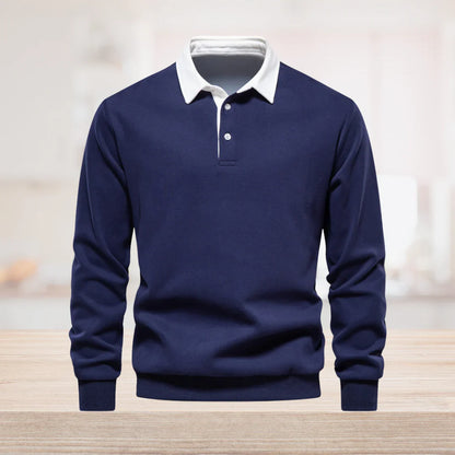 Elegant herenpoloshirt met lange mouwen en klassieke kraag