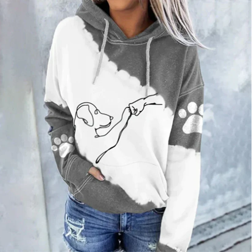 Rosamund - trendy hoodie met hondenprint