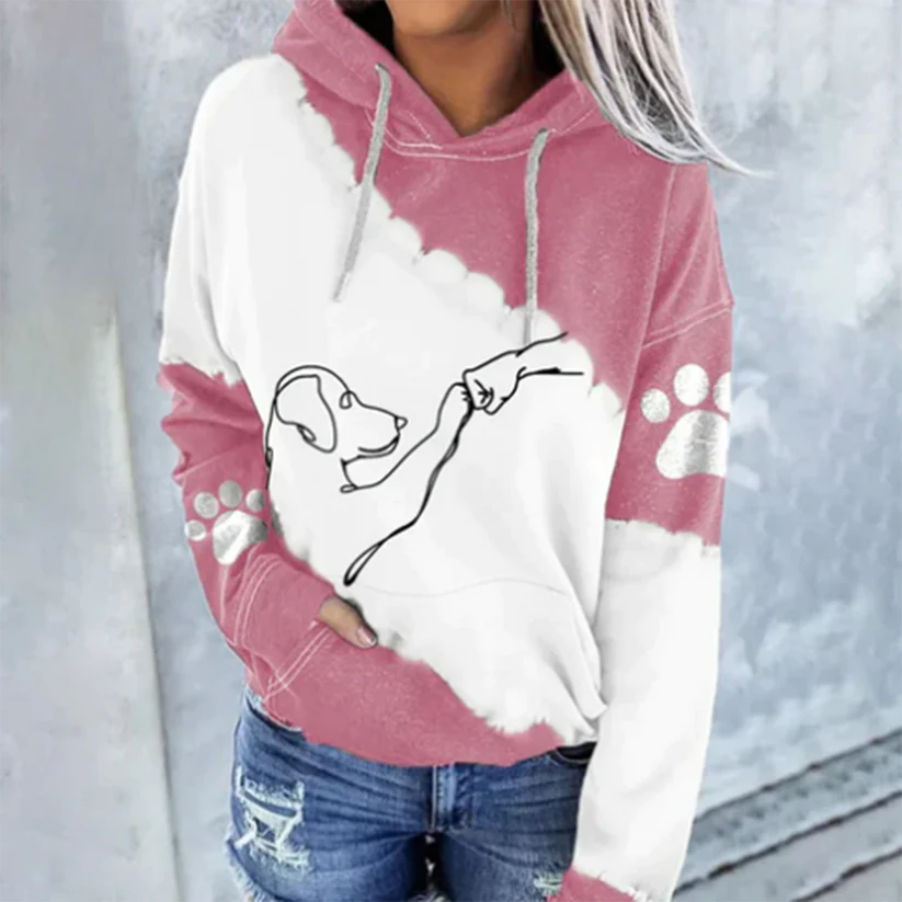 Rosamund - trendy hoodie met hondenprint