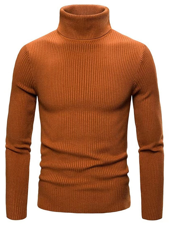 Orange Wollpullover mit Kragen für Herren