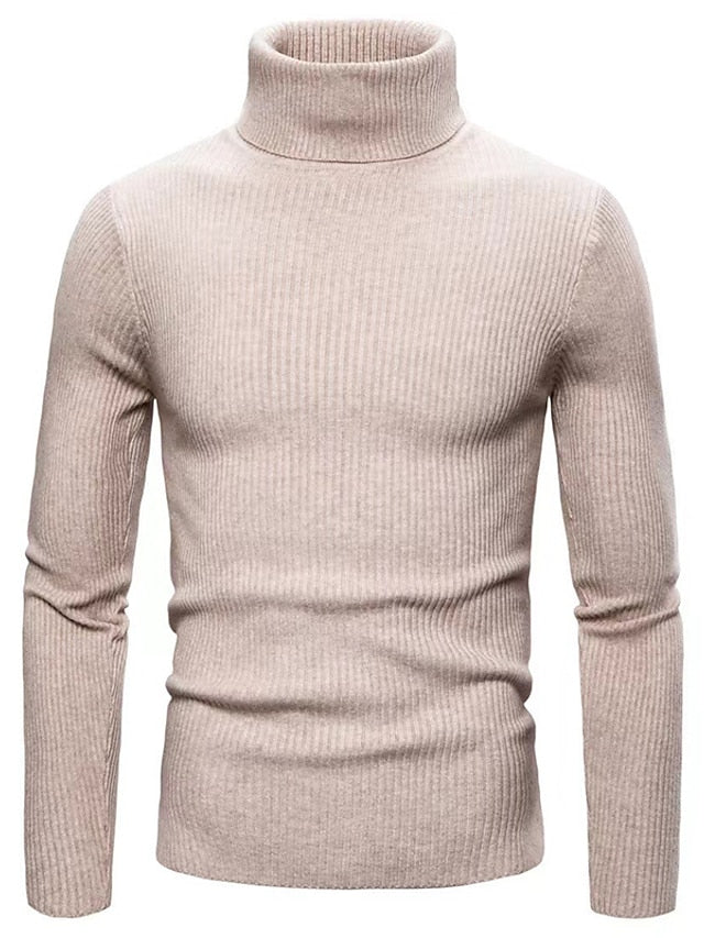 Beige Wollpullover mit Kragen für Herren