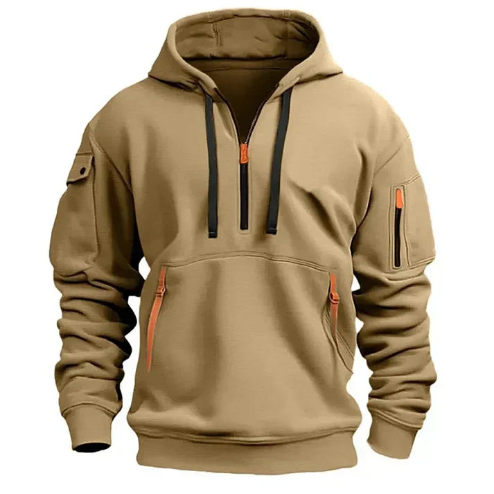 Sportieve herenhoodie met halve ritssluiting