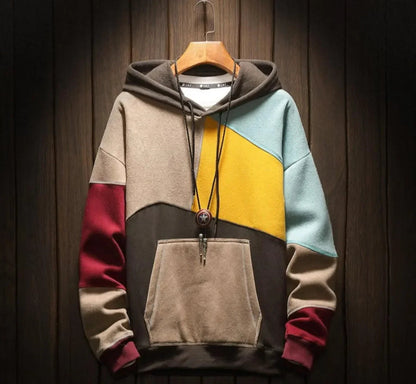 Casual hoodie met opvallende kleurblokken voor heren