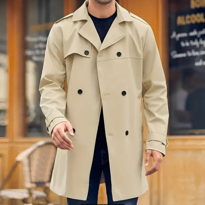 Klassieke winter trenchcoat met dubbele knopen - leon