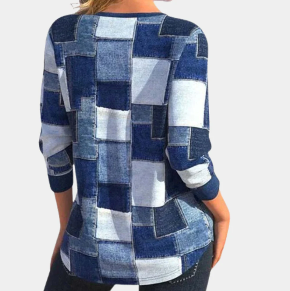 Ulrike - trendy top met lange mouwen en geometrisch patroon voor dames