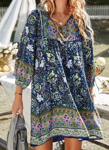 Scarlett - boho jurk met vintage bloemenprint