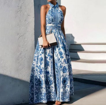 Chloe - maxi-jurk met korte mouwen en bloemenprint