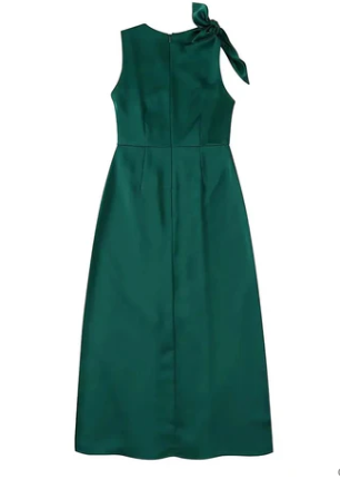 Victoria – maxi-jurk met ruches voor dames in groen satijn