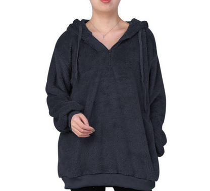 Zera - fleece damessweatshirt met ritssluiting in de nek