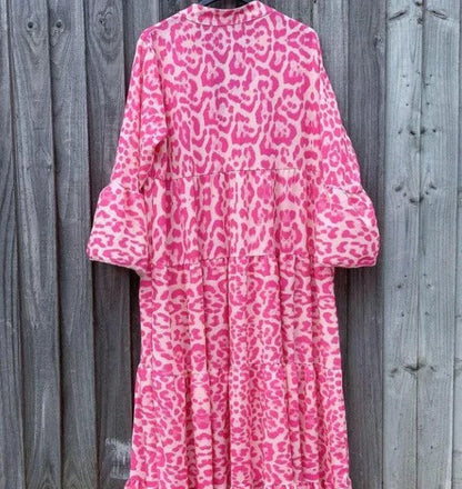 Evelyn – roze jurk met luipaardprint