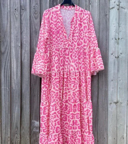 Evelyn – roze jurk met luipaardprint